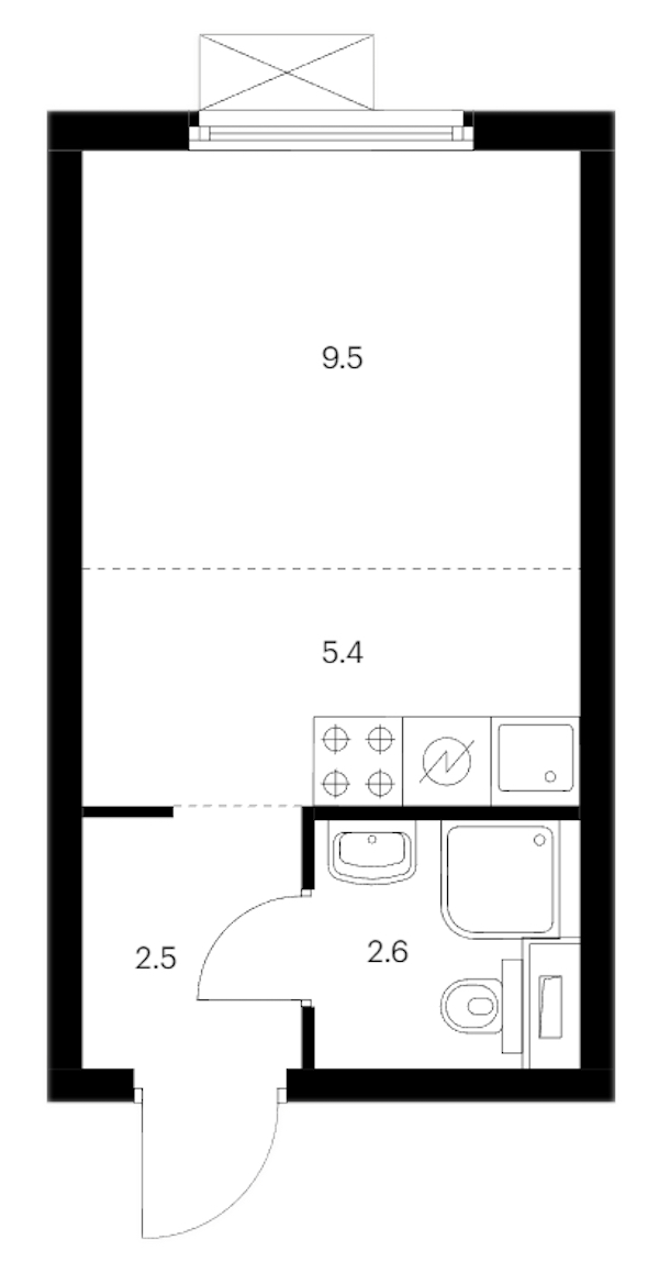 Квартира студия 20 м², 10/14 эт., ЖК «Витебский парк»